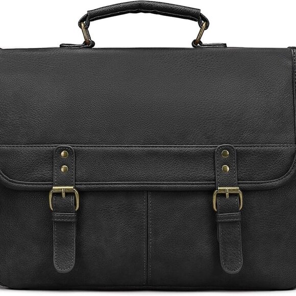 Leather Messenger Bag for Men, 15.6 Inch Laptop Briefcase Large Computer Satchel - Picture 1 of 7